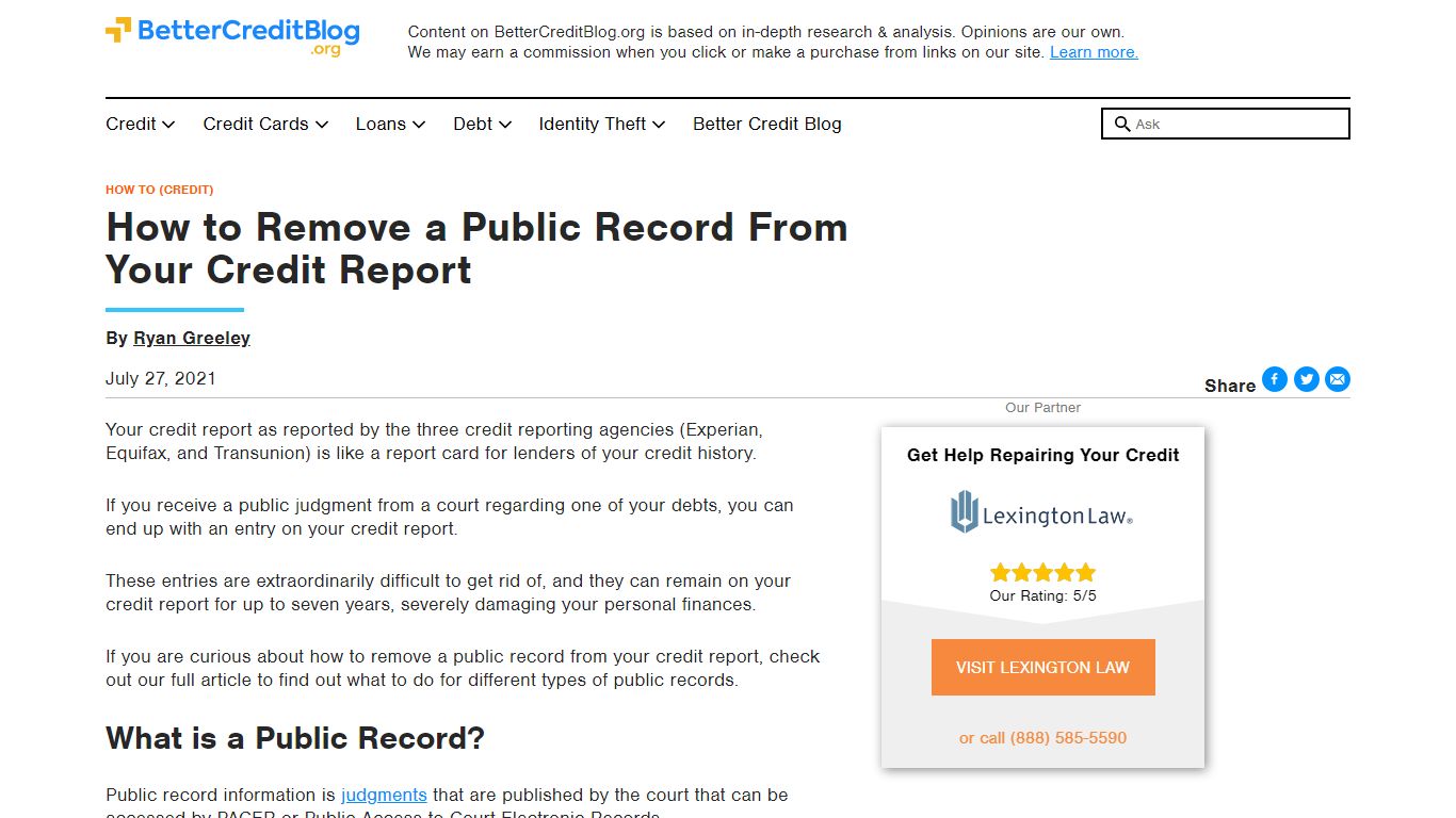 How To Remove a Public Record From Your Credit Report